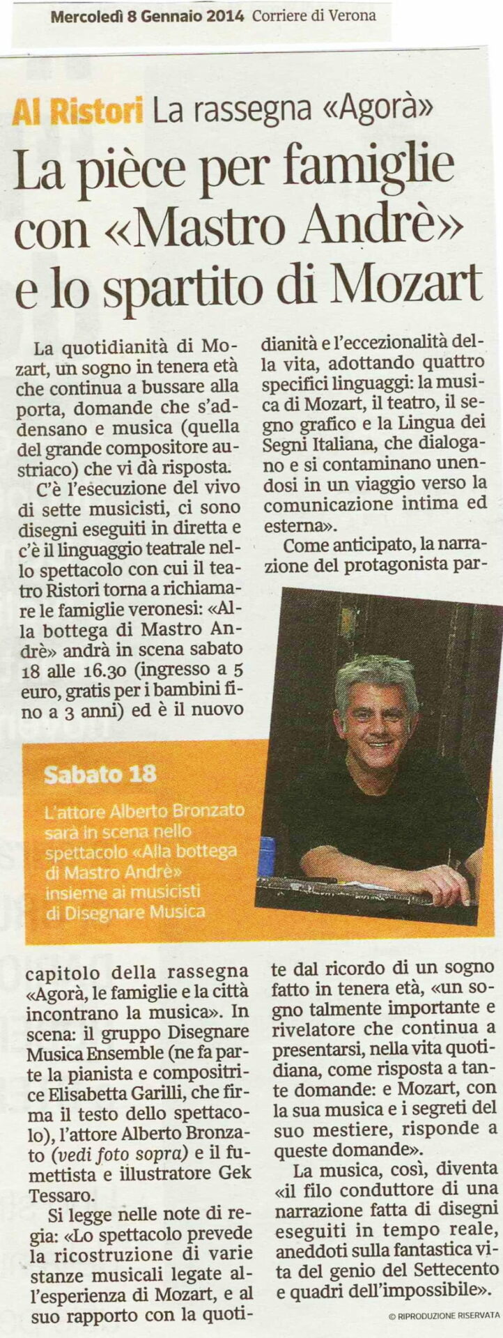 Agora Corriere Veneto 8 gennaio 2014