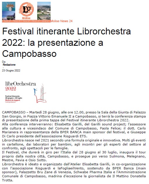 2022.06.23 MoliseNews24.it Festival itinerante Librorchestra 2022 la presentazione a Campobasso Screenshot 01 –