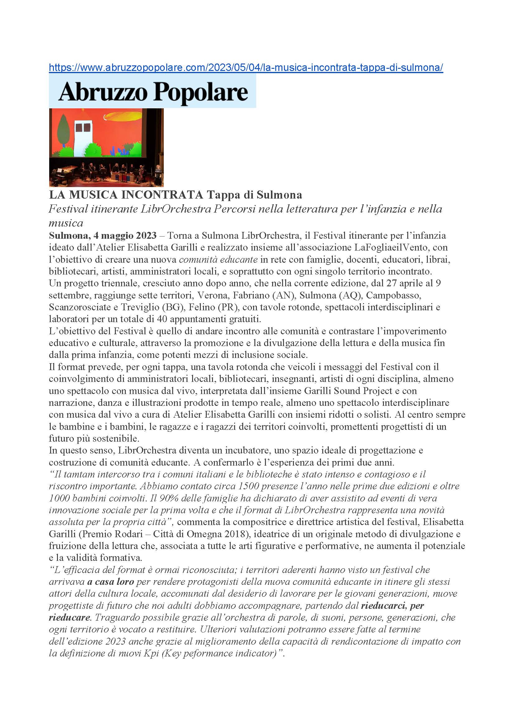 06 LibrOrchestra 2023 Abruzzo Popolare.com 4 Maggio 2023 Pagina 1